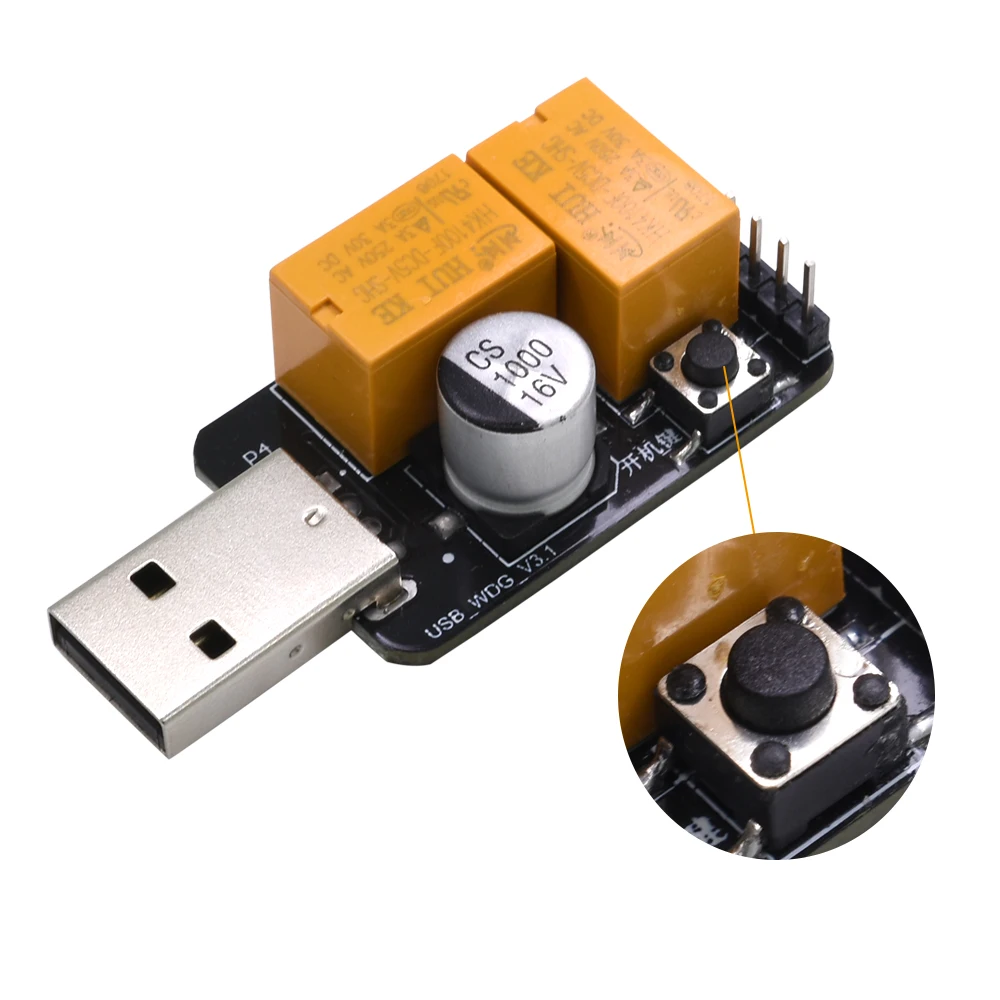 TISHRIC USB сторожевой Шахтер таймер Райзер карта модуль двойное реле ПК компьютер