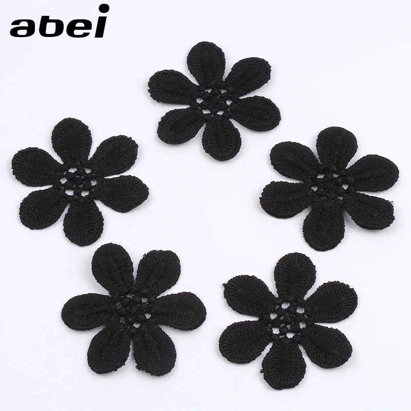 

20pcs/lot Balck Lace Flower Appliques Embroidered Soluble Fabric patch Garment Accessories