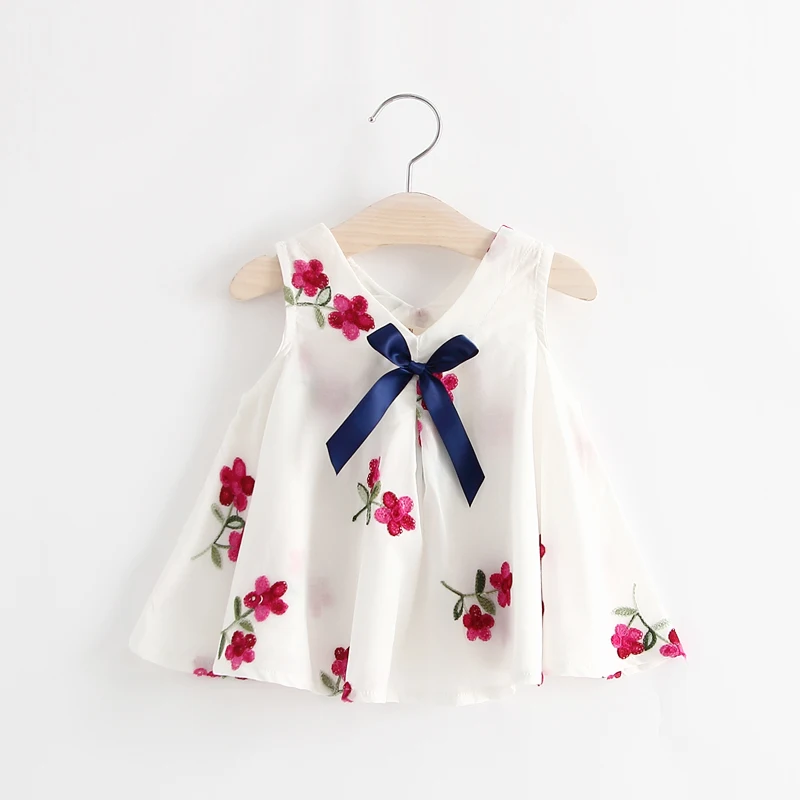 Infant Vestidos/платья для девочек девушки Летняя майка Платье с бантом одежда детей 6