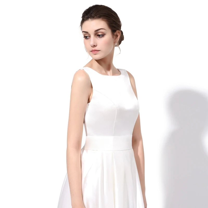 SSYFashion невесты банкет Элегантное Длинное Вечернее Платье Простое Белое Атласное