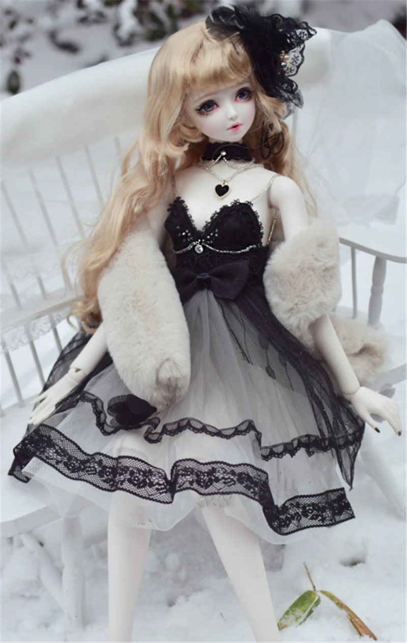 Одежда для кукол для 1/4 1/3 bjd Одежда для кукол черное платье на заказ красивые платья