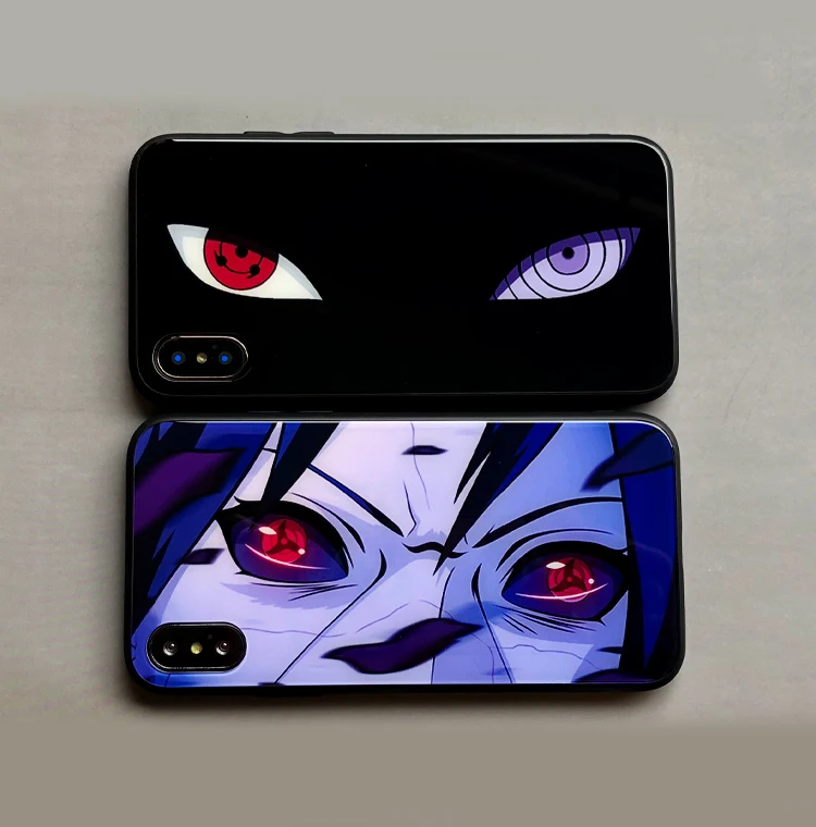 Наруто Саске написать круглый глаз Стекло чехол для телефона для iPhone 11 pro 8 7 6 Plus X Xs Max Xr мультфильм анимация Шаринган чехол