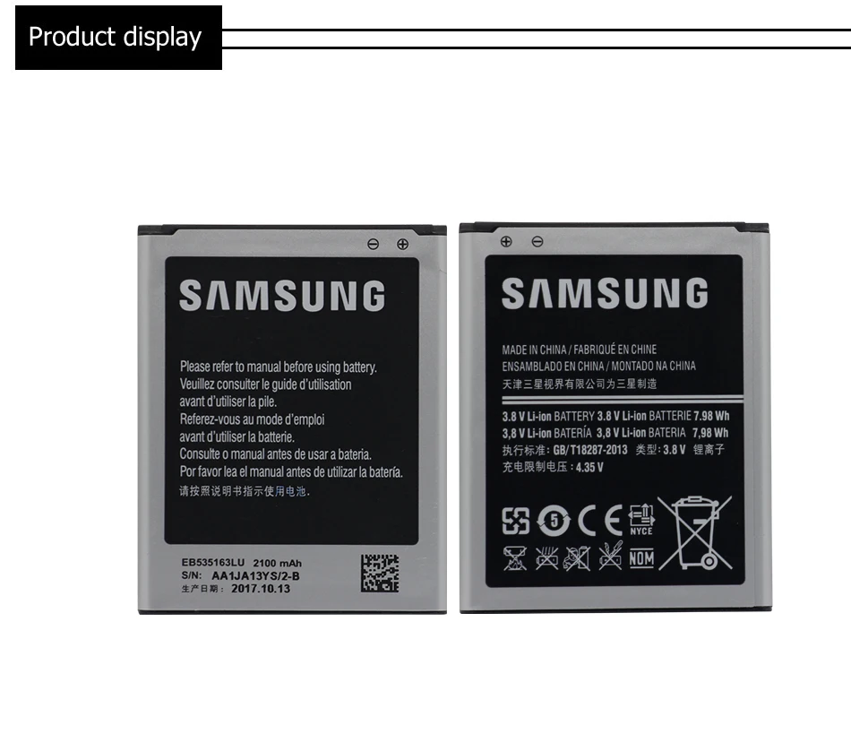 Samsung аккумулятор для мобильного телефона 2100 мАч EB535163LU для samsung I9082 Galaxy Grand DUOS I9080 I879 I9118 Neo+ i9168 i9060
