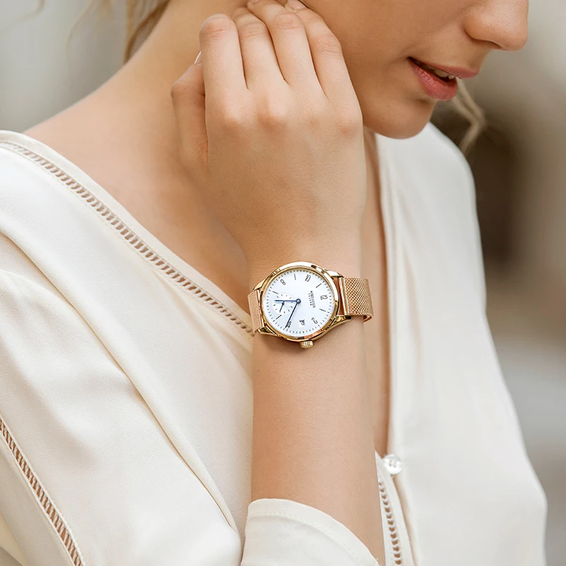 Agelocer Fashion Women Automatic Watches 36mm Stainless Steel Luxury Ladies Watch Sapphire Dress Clock Calendar Relogio Feminino enlarge