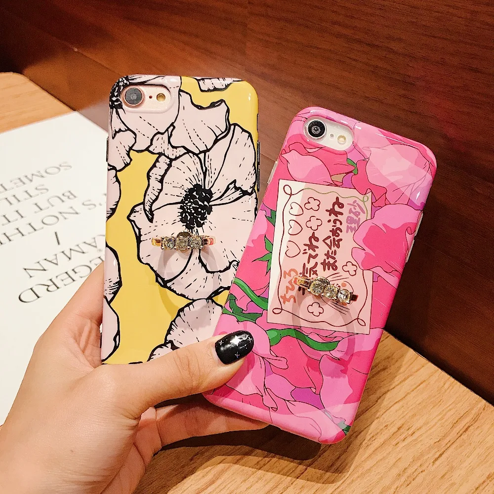 Цветочное кремниевое кольцо для ключей держатель iPhone 7 8 Plus XS Max XR розовый чехол