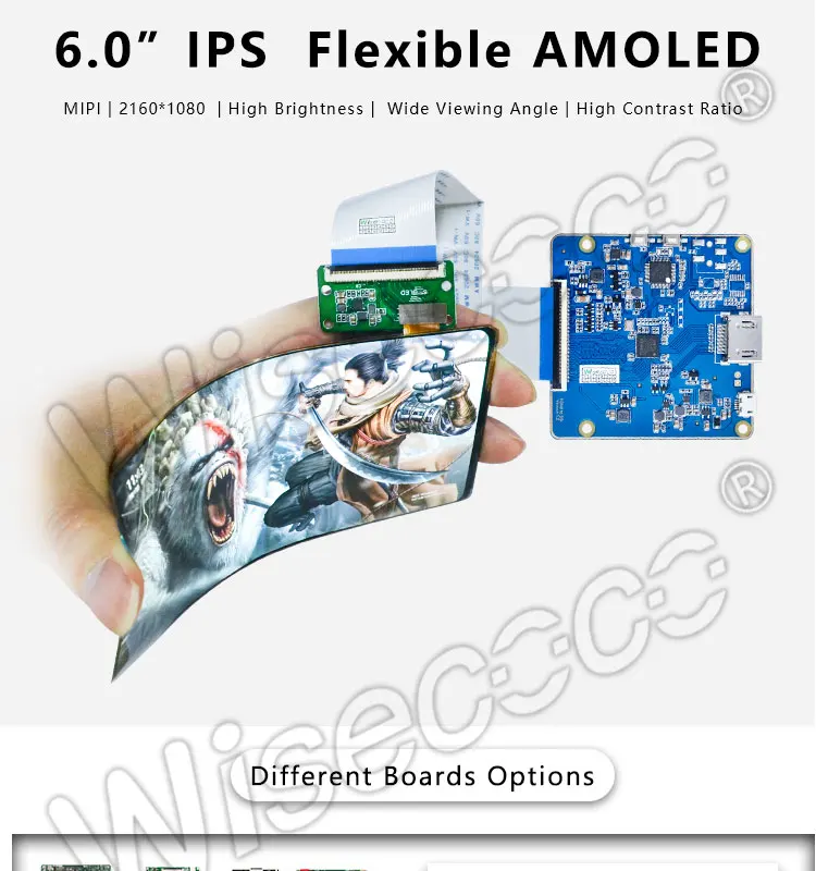 Гибкий oled дисплей 6 дюймов 2160x1080 с HDMI платой контроллера для 18:9 гибкий oled дисплей