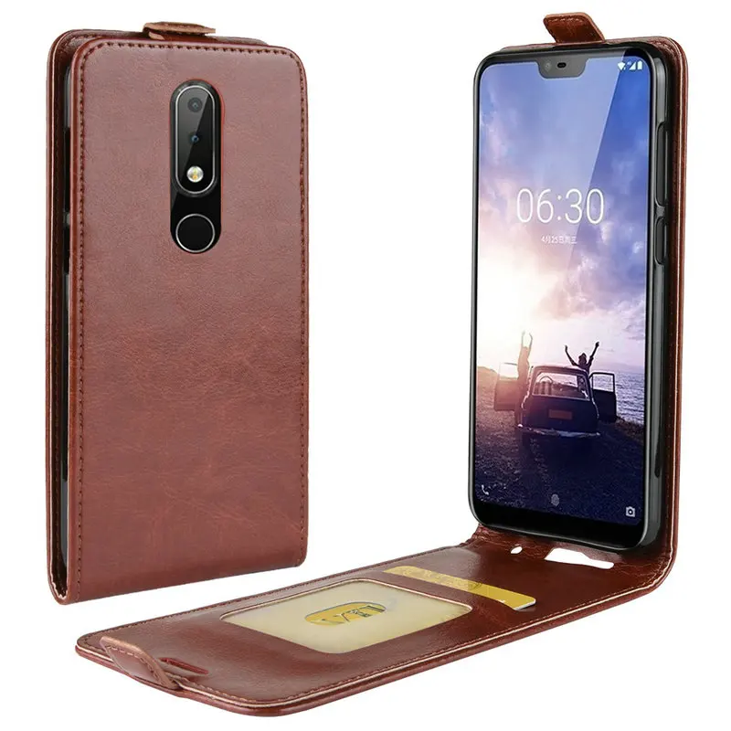 

for Nokia 6.1 Plus for Nokia 6.1 Flip Leather Case for Nokia X6 2018 TA-1099 Retro Wallet Case Leather Cover Cases Fundas Capa>