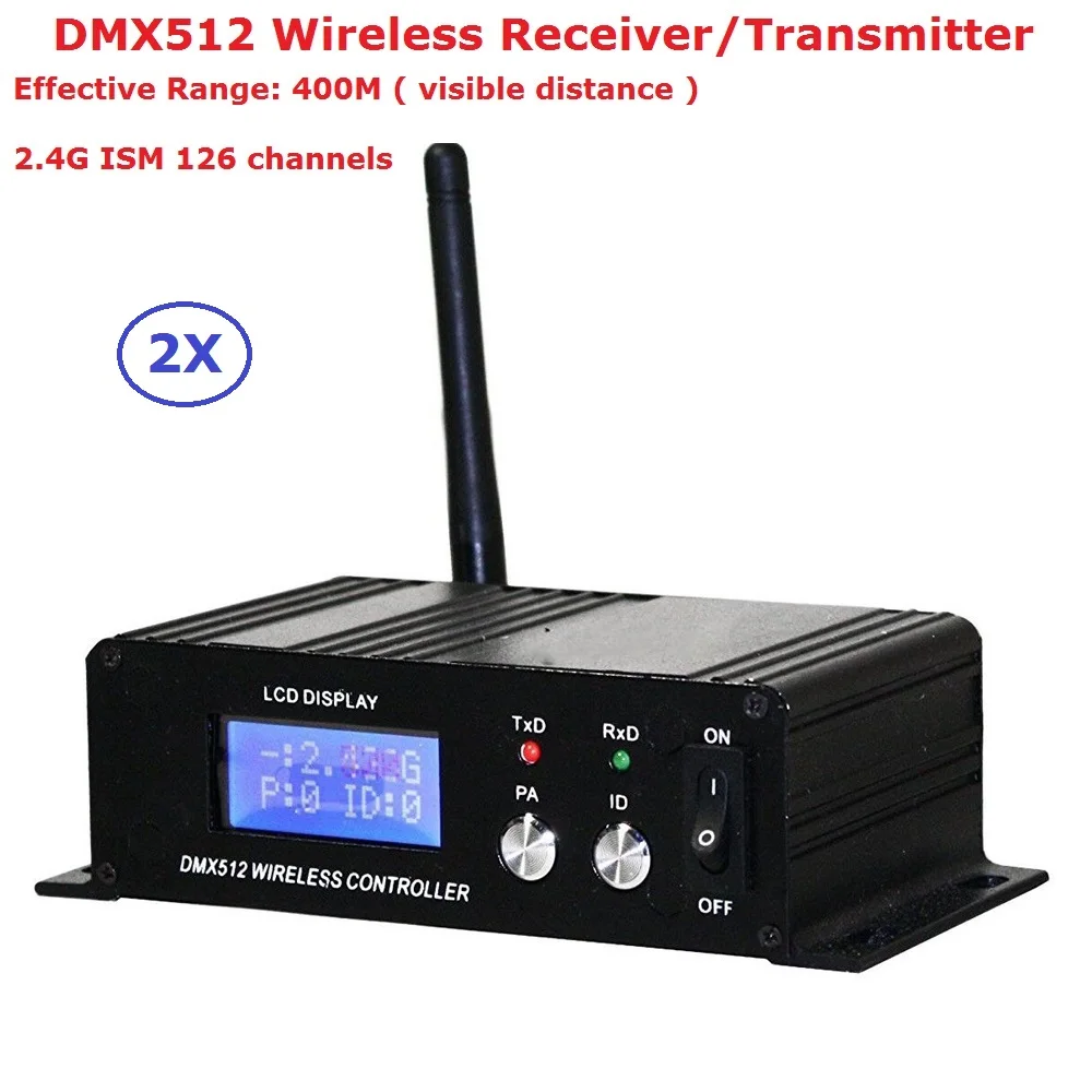 2.4G ISM 126 Chs 400M Effective Range DMX512 Wireless Receiver Transmitter 2IN1 LCD Display Repeater DMX512 LED Lighting Console