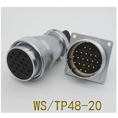 WS48-20Pin 1 комплект WS/TP48 авиационным соединителем мужской и женский квадратный фланец гнездо 5/7/20/27/38/42 Pin штепсельная вилка авиации круговой разъем кабеля - Цвет: WS48-20Pin