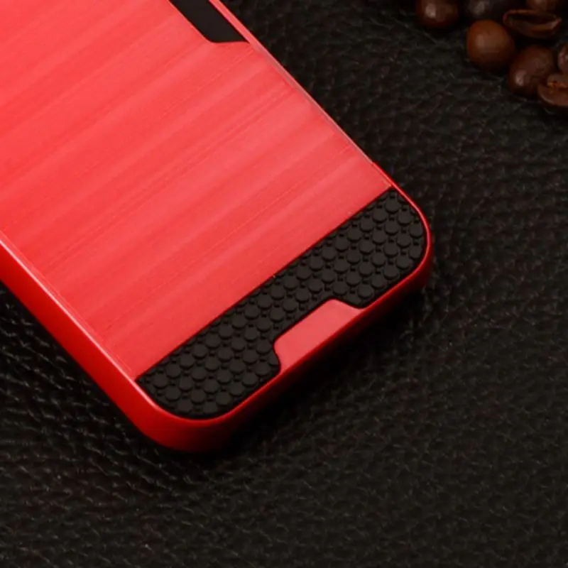 For iphone SE Stylish PC + TPU Design Case 5 5S 5G iphone5 Hybrid Wire Drawing Cover With Card Slot Phone Protect Bag |