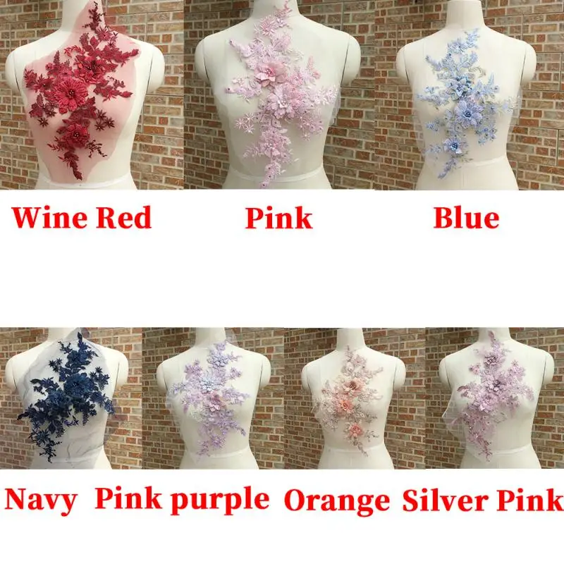 Для женщин кружева аппликация платье DIY свадебные цветочные 3D вышивка люкс