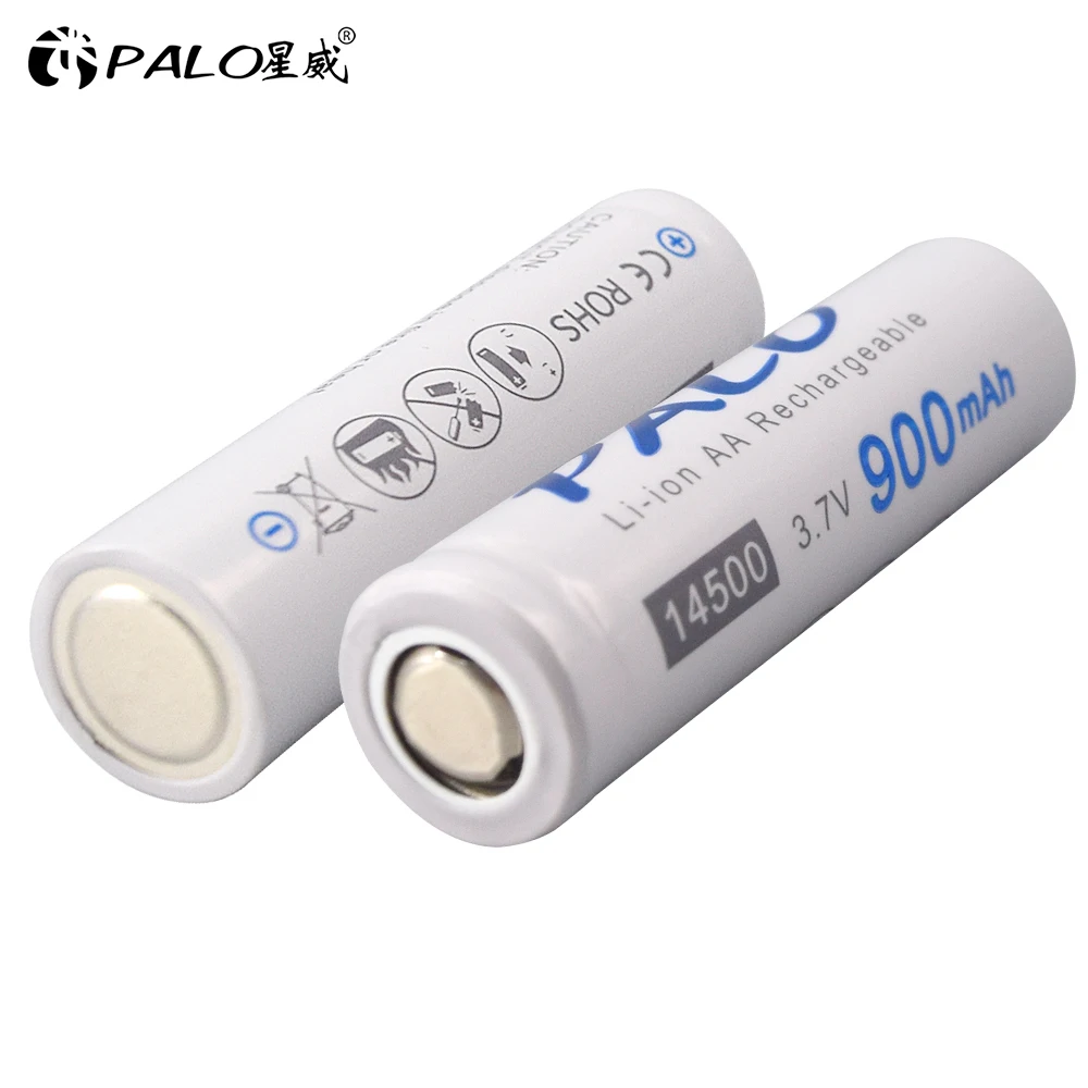 PALO 2 шт 3 7 V литий-ионные аккумуляторы 14500 900mAh AA литиевая батарея для светодиодных