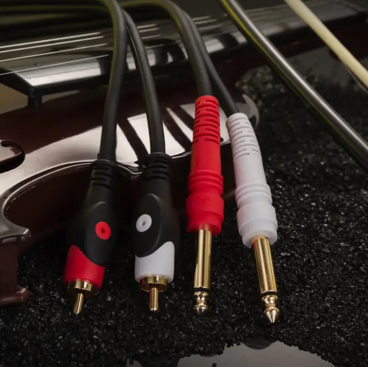 Новый Двойной RCA на двойной 6 35 кабель Папа папа Аудио аудио линия провод 1 м 5 2 3 JSJ
