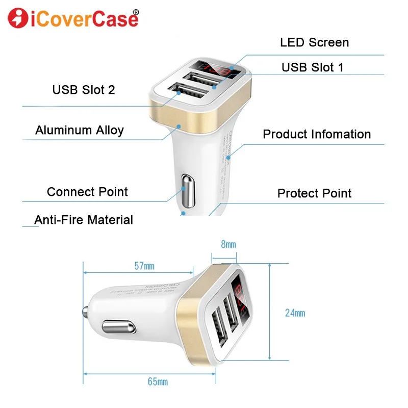 Автомобильное зарядное устройство для Huawei P20 / p20 lite/ pro с двумя USB портами и ЖК