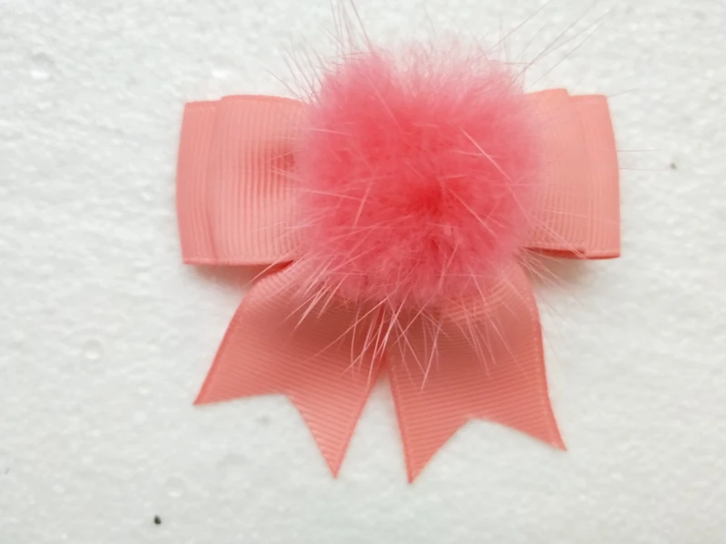 50pcs Hi-Q 2.5&quot girl hair bows clips accessories with Fur Craft pompon pom lovely Pompoms barrettes Hairpins GR103 |