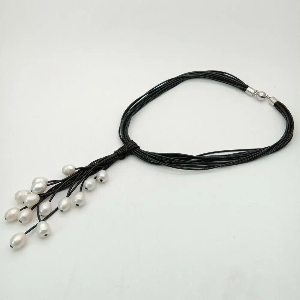

18'' 15 Strands White Rice Pearl Necklace