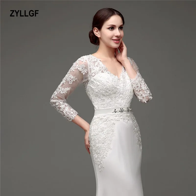 Zyllgf 2017 высокое качество белый v-образным вырезом Мода платье Русалка атласная