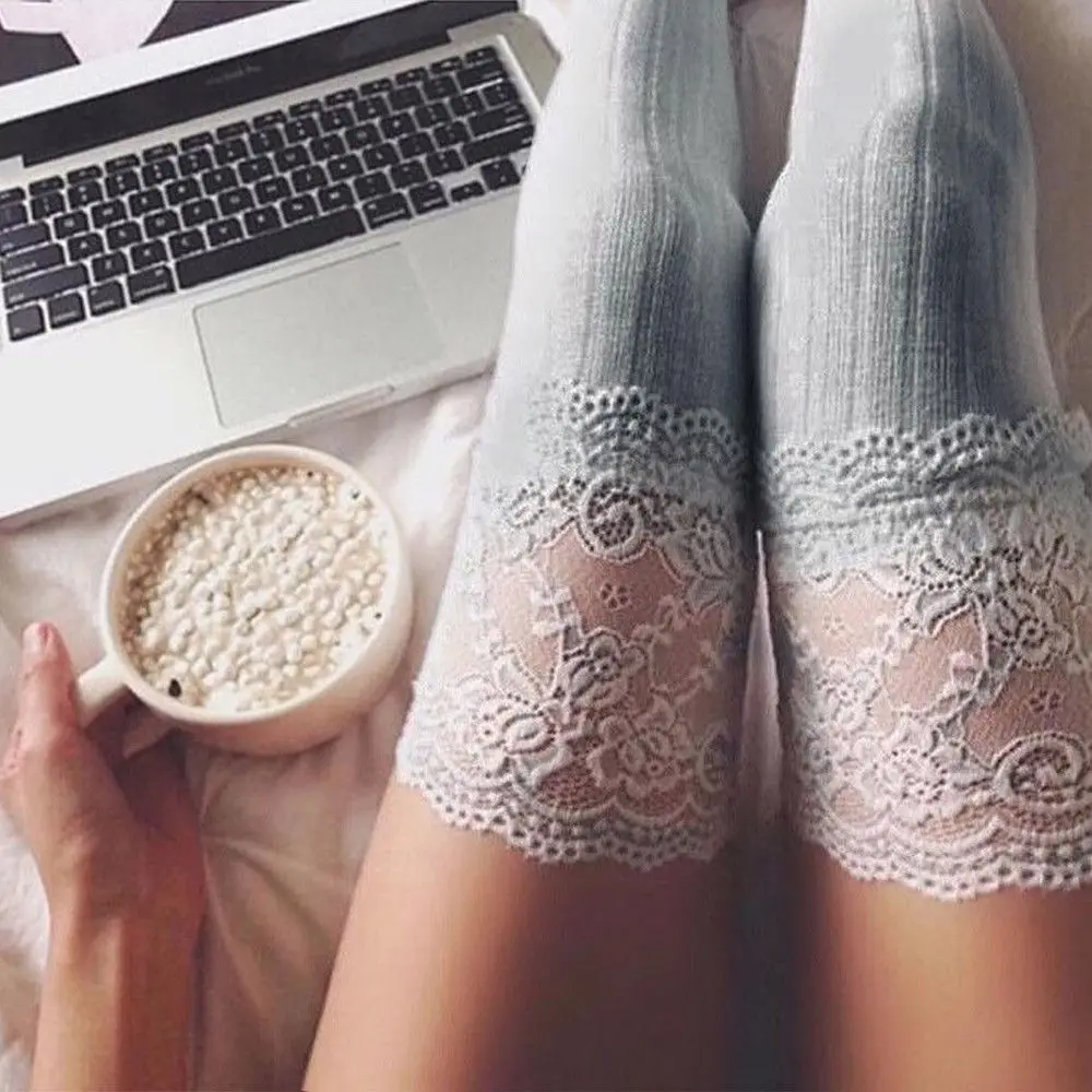

Hirigin 2019 Spring Newest Women Ladies Lace High Over The Knee Long Plain Thick Thigh Stretch Adult Stocking