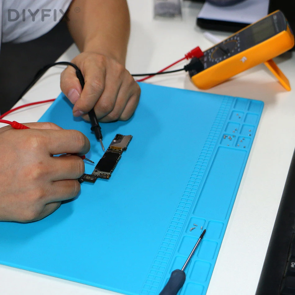 DIYFIX ремонтная станция 35x25 см теплоизоляция силиконовый коврик Тепловая пушка BGA пайка обслуживание платформа Настольный коврик