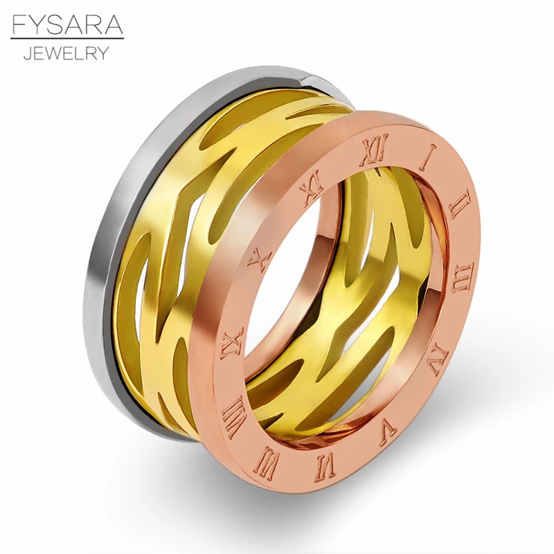 FYSARA, титановая сталь, ювелирное изделие, роскошный бренд, любовь, кольцо, розовое золото, полые римские цифры, кольца для мужчин и женщин, кольца для большого пальца, классический подарок