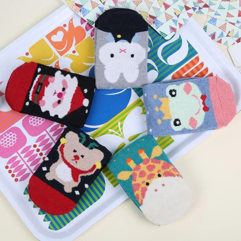 Casual Cartoon Print Women Socks Warm winter female Funny Happy Art Cute cartoon animals Pattern Cotton Sox 2017 new listing | Женская