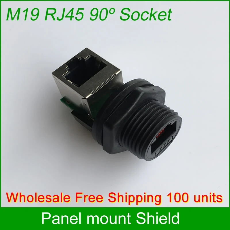 Verkauf Kostenloser Versand Großhandel 100 Einheiten RJ45 Panel Mount Wasserdichte 90 Grad Verbinder Gemeinsamen Outdoor AP Buchse Gigabit Gerade Kopf
