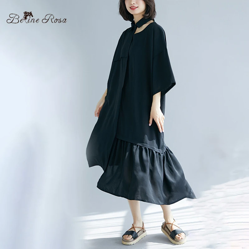BelineRosa 2019 женские черные платья трендовые модные секс Воротник нерегулярная