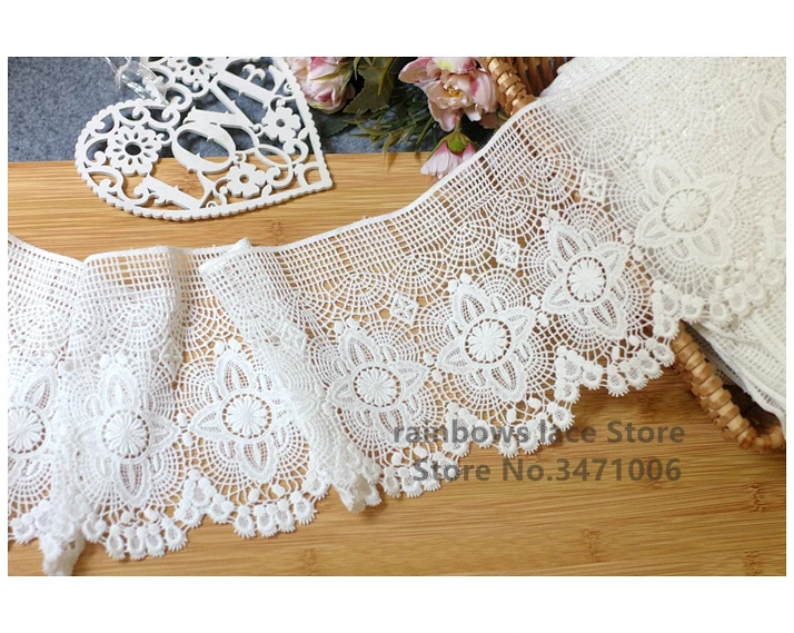 1 ярд/Лот белая хлопковая вышитая кружевная отделка ткань материалы ручной