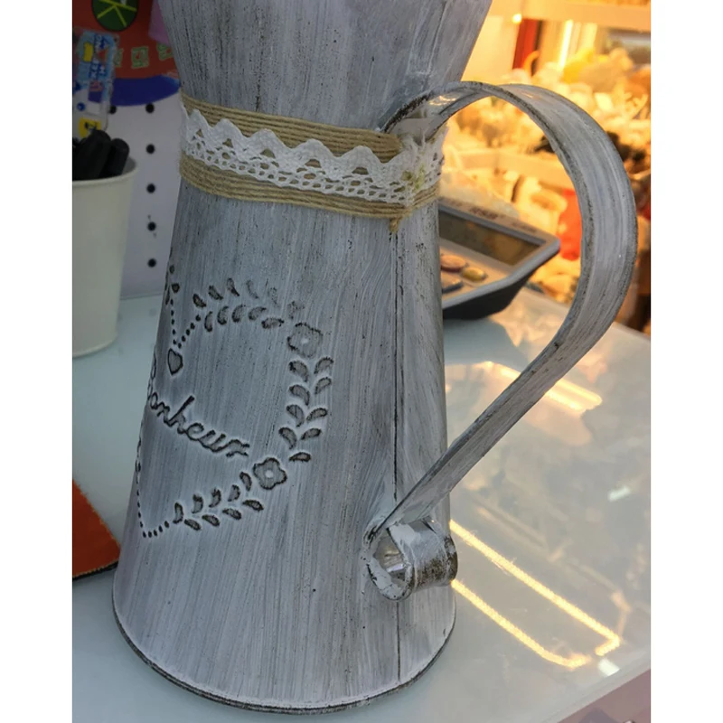 Новинка 2019 большой/маленький рустикальный цинковый Железный кувшин винтажная