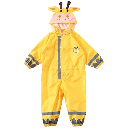 Giraffe Kocotree/для детей 3-9 лет; плащ-дождевик с рисунком лягушки из мультфильма; водонепроницаемый плащ с капюшоном; верхняя одежда; пончо; детский дождевик - Цвет: Giraffe