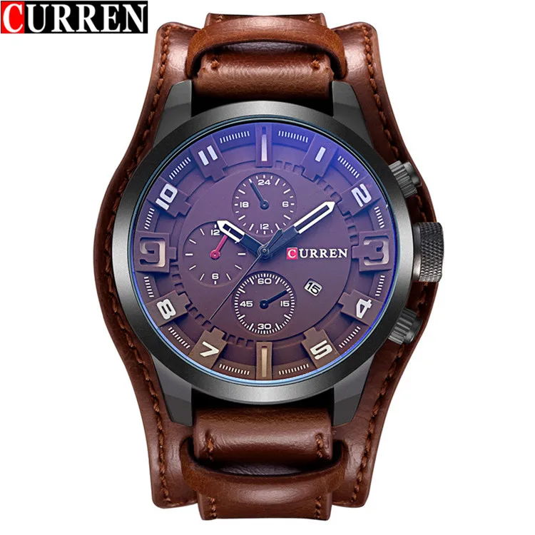brown CURREN8225 мужские часы брендовые Роскошные модные повседневные деловые кварцевые часы водонепроницаемые наручные часы Hodinky Relogio Masculino - Цвет: brown