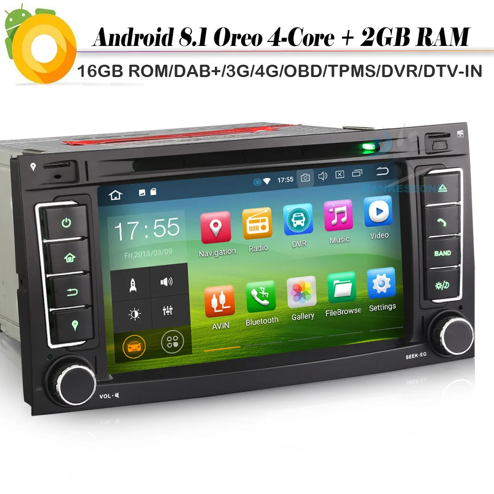 Четырехъядерный Android 8 1 Авторадио DVD BT Sat Nav WiFi 4G с диагностическим разъемом и