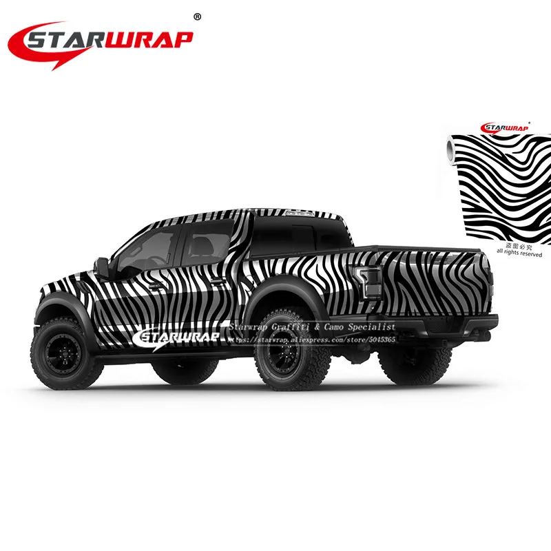 Starwrap Zebra виниловая черно белая наклейка Bomb Camo пленка с выпуском воздуха животная