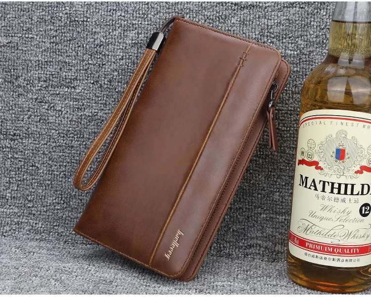 Baellerry Big Capacity Wristlet Clutch Wallets Men Leather Zipper Cell Phone Long Wallet Man Carteira Card Holder Male Purse NEW