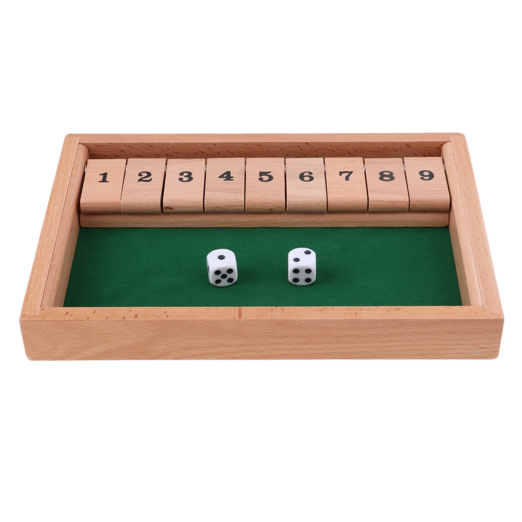 Ретро деревянный Shut The Box Игровой набор 2 кости и деревянные 9 номера винные игры