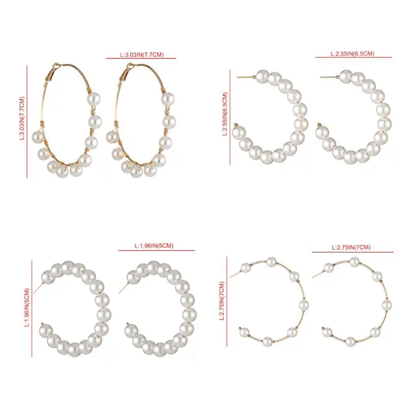 

Elegant White Large Pearl Hoop Earrings For Women Exaggerated Fashion Jewelry