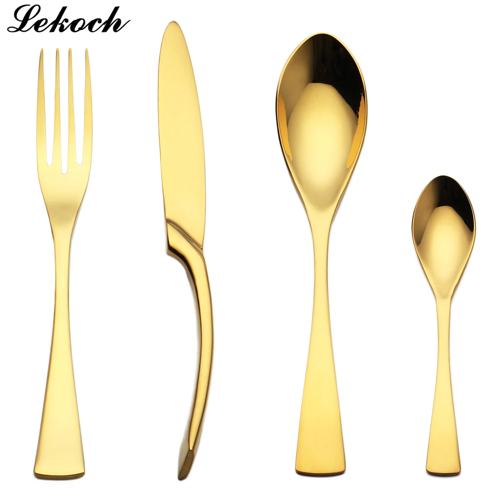Lekoch 4 комплект столовых приборов Gold 18/10 столовая посуда из нержавеющей стали