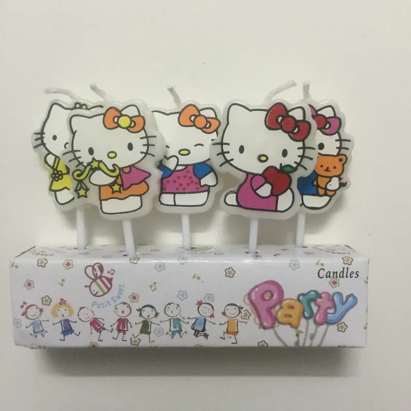 5 шт./компл. hello kitty мультфильм тема свечи для торта на день рождения товары