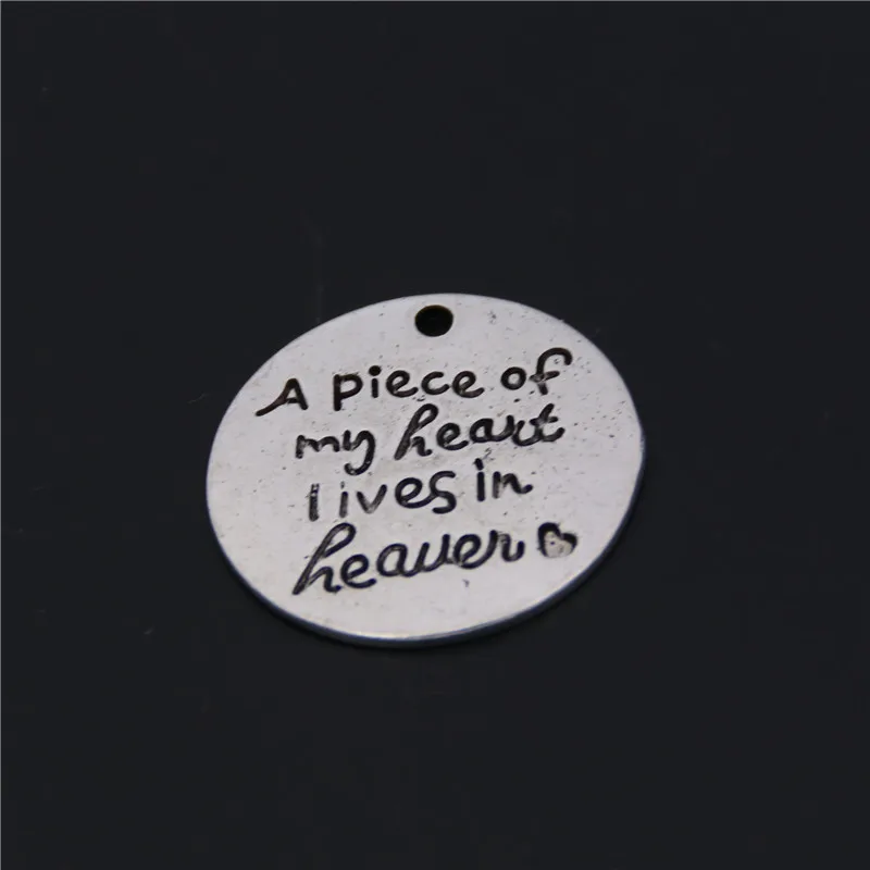 10pcs Silver Color Tone A Piece Of My Heart Lives In Heaven Pendants Words Message Charms Jewelry DIY Finding A75 | Украшения и