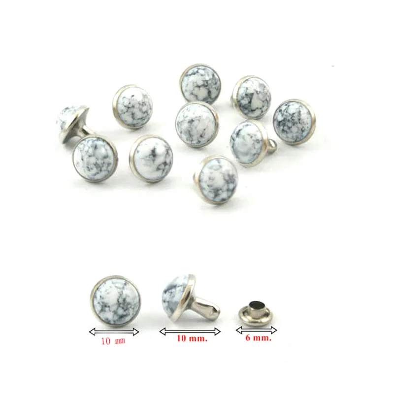 1000 sets. White Turquoise  Rivets Studs Decorations Findings 10 mm