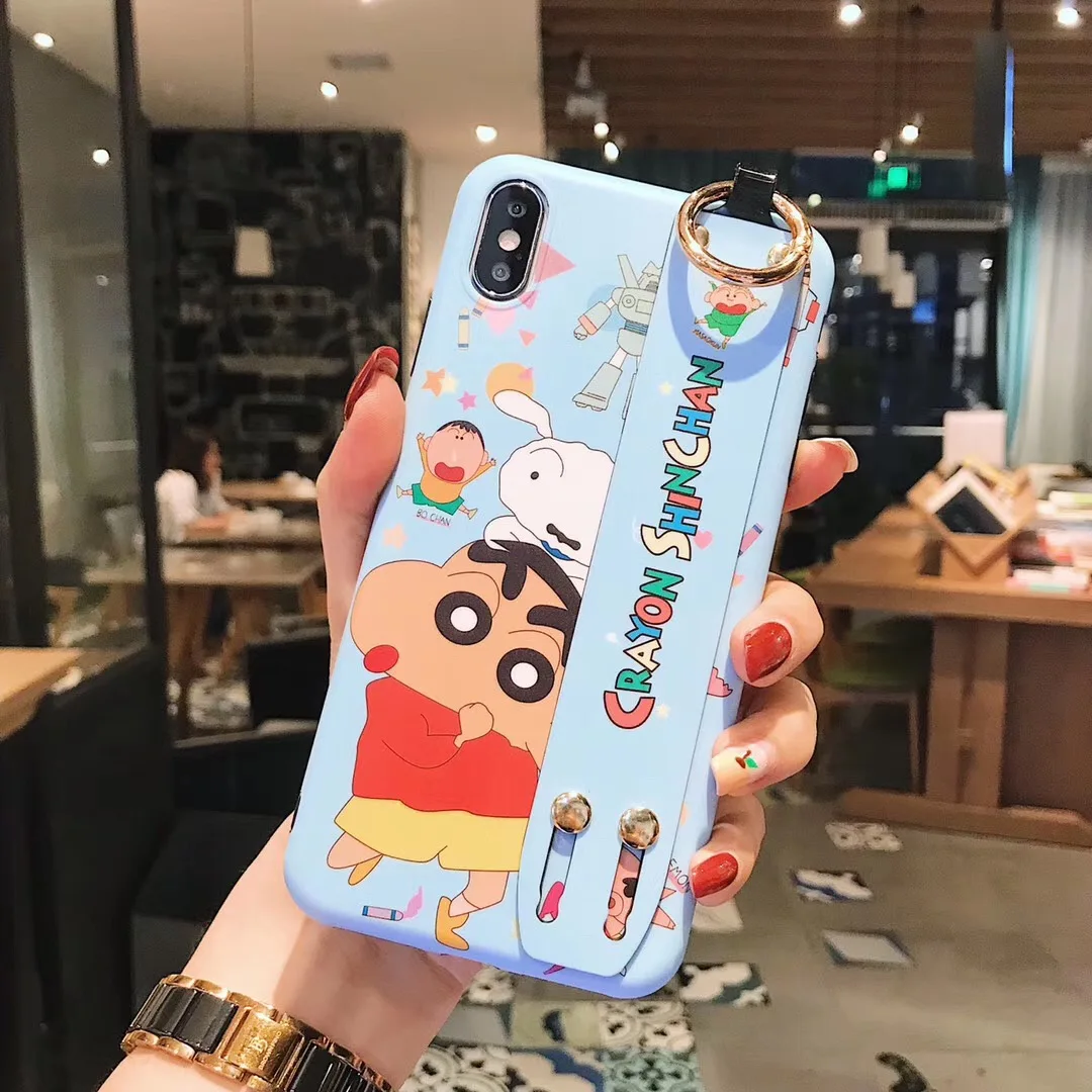 Милый мультяшный Crayon Shin Chan модный ремешок на запястье чехол для телефона для iPhone 11 Pro MAX X XS XR 6s 7 8 Plus кронштейн Скраб Чехол - Цвет: 1