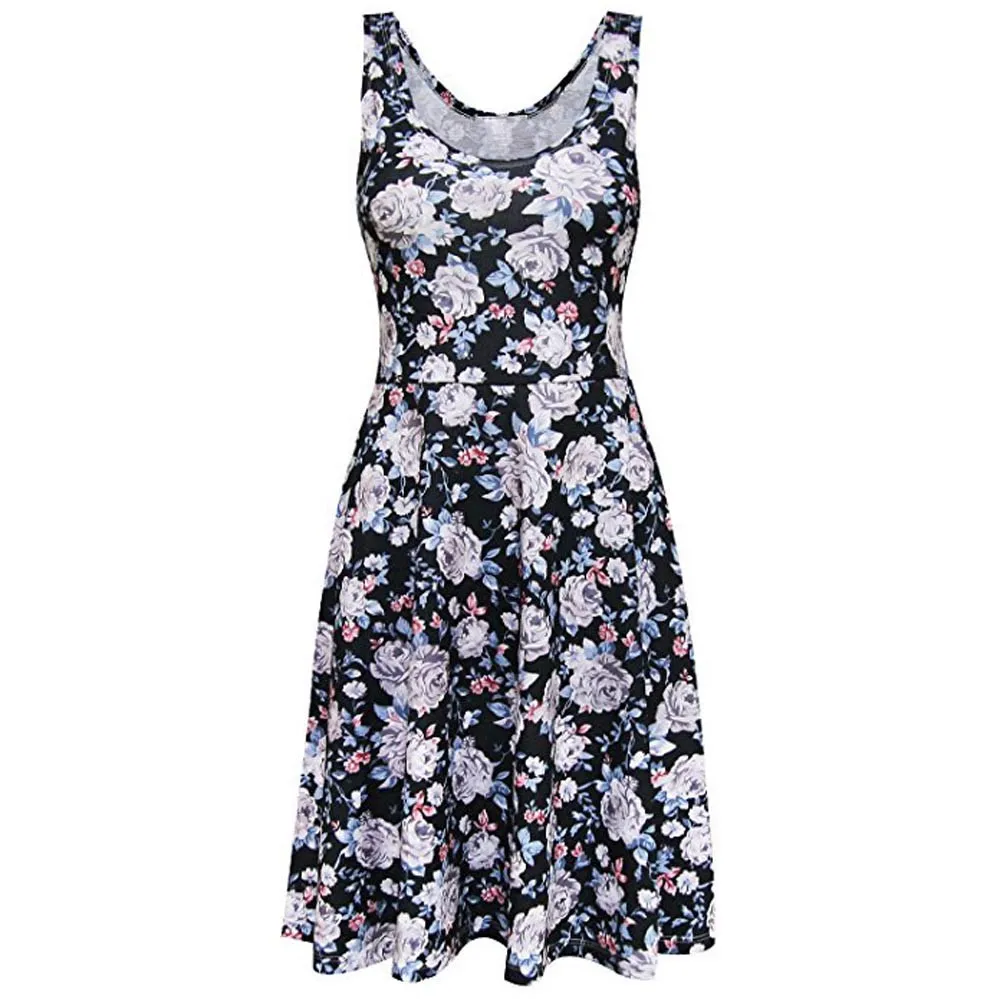 Womail 2018 летние платья для женщин повседневные богемные Цветочные без рукавов