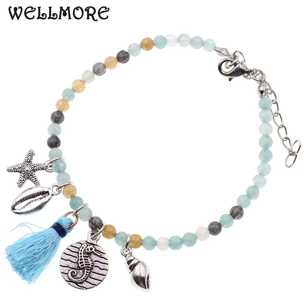 Браслеты на ногу WELLMORE женские анклеты в богемском стиле пляжные украшения из