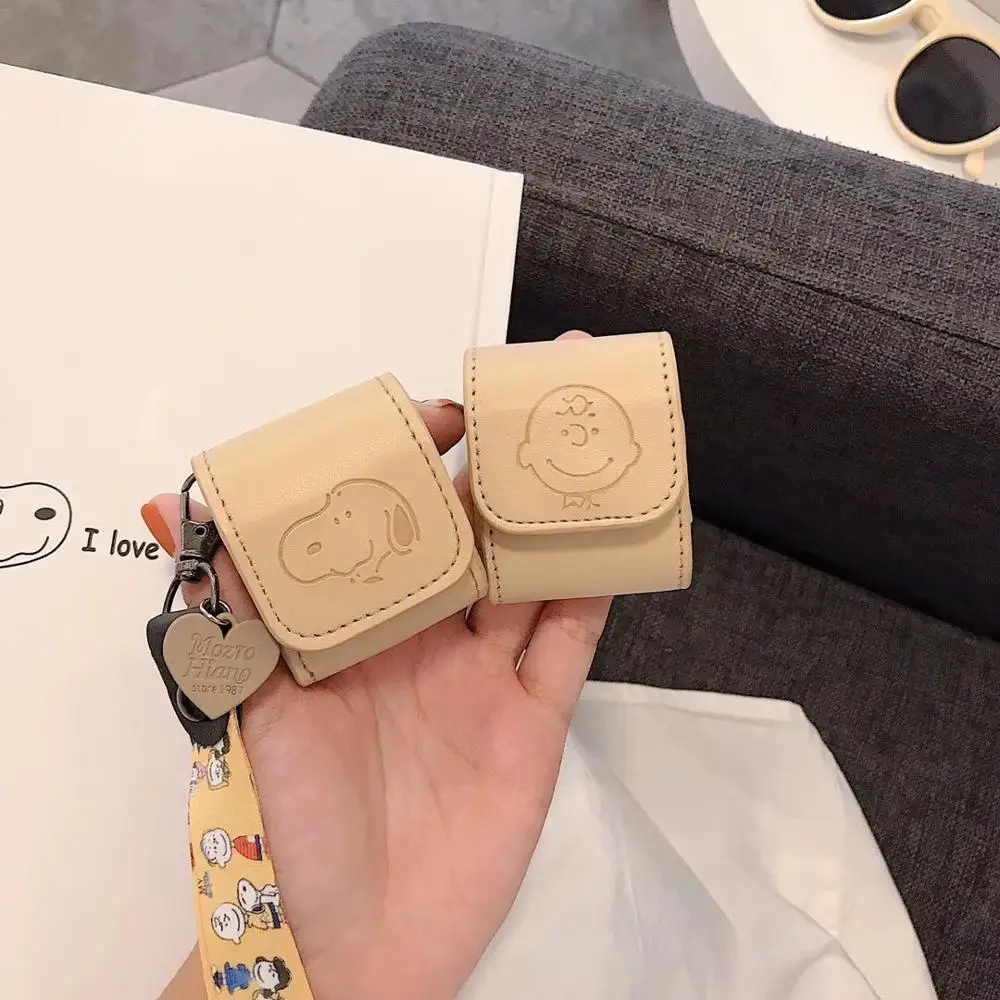Чехол для AirPods с милым рисунком собаки, кожаный чехол для наушников airpods, силиконовый чехол с забавным карманом, защитный чехол
