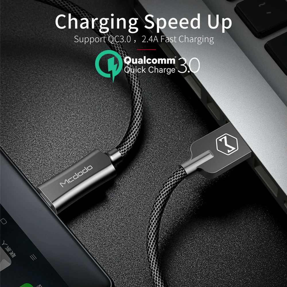 Mcdodo Micro USB кабель 2.4A для передачи данных и быстрой зарядки в плоской спиралевидной