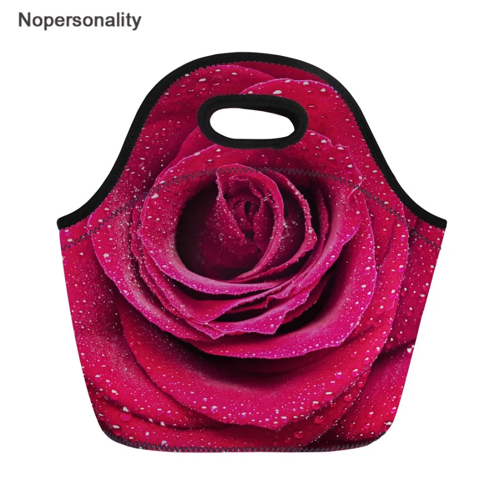 

Nopersonality 3D Rose Flower Print Lunch Bags for Women Travel Picnic Neoprene Food Bags Fashion Design Thermal Lunchbox Bolsa