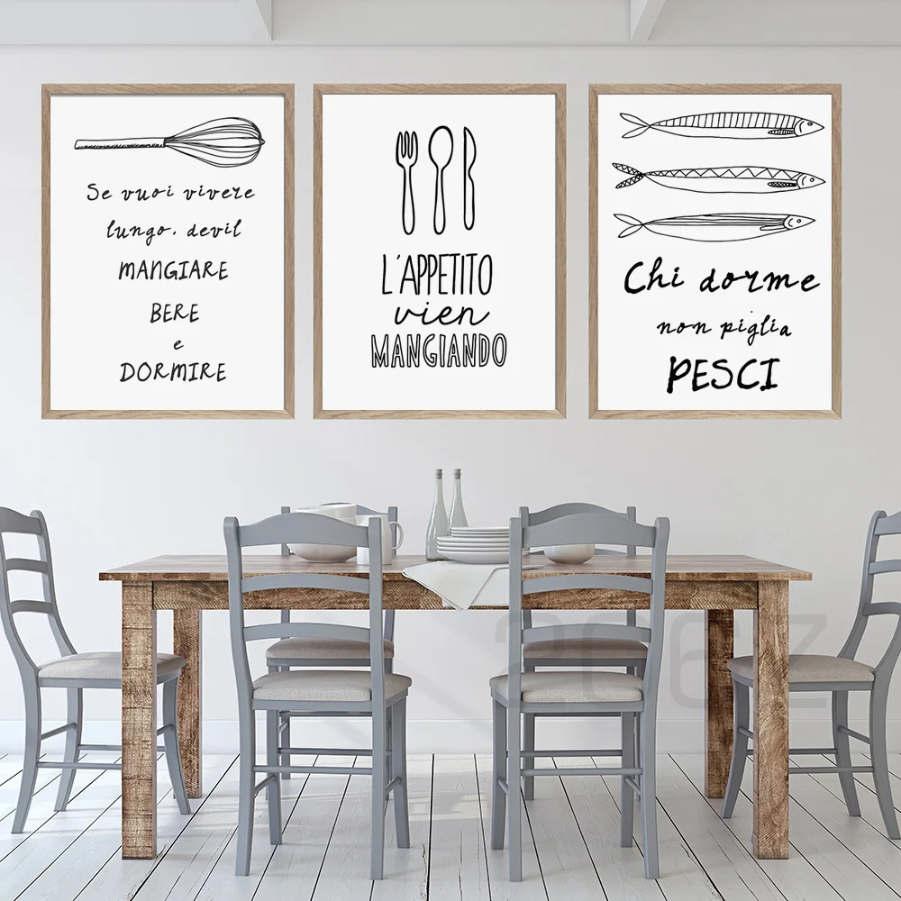 

Fish Tableware Quotes Scandinavian Modern Nordic Posters And Prints Wall Art Canvas Painting Wall Pictures Home Kitchen Decor