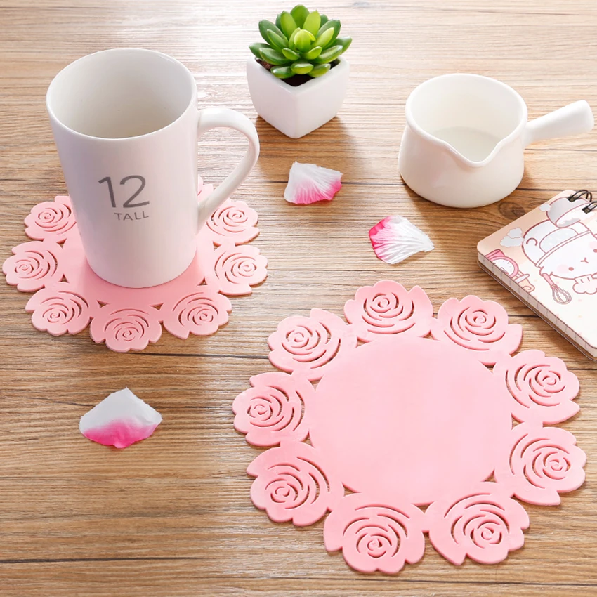 1PC Lace Flower Hollow Doilies Silicone Coaster Coffee Table Cup Mats Pad Placemat Kitchen Accessories Cooking Tools | Дом и сад