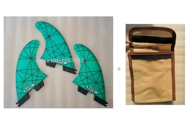 Green logo with bag FCS II плавники для серфинга G5 FCS 2 светло-синий Tri Набор M плавник для серфинга с ребром сумка гидрофольга аксессуары для сёрфинга - Цвет: Green logo with bag