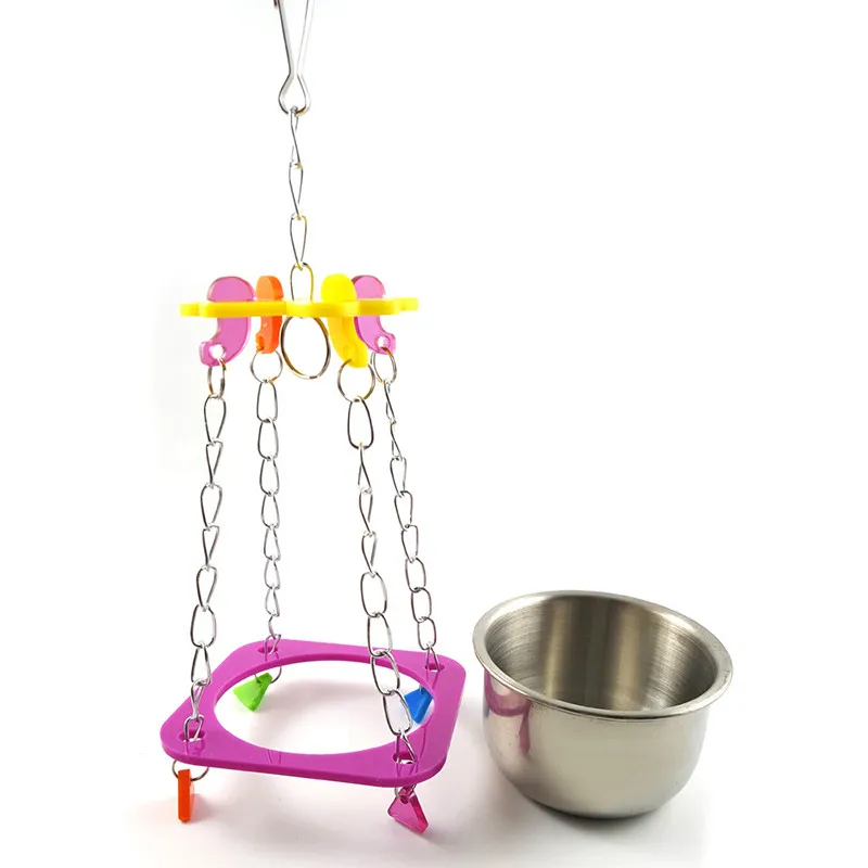 2018 случайный цвет птицы Попугай s висячая миска качели игрушки металлические |